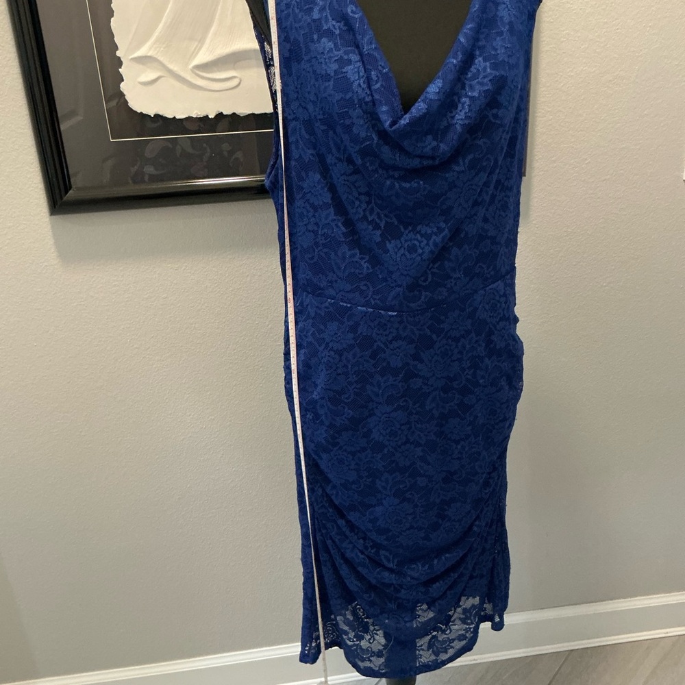 Cache Royal Blue Asymmetrical Lace Dress